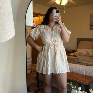 Old Navy Cream Tie-Waist Mini Dress